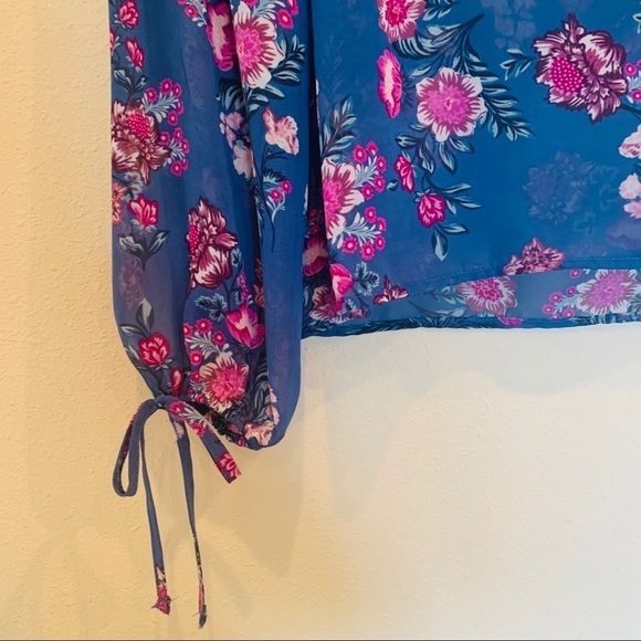 Pink Rose•Sheer Blue Peasant Top - Picture 4 of 6